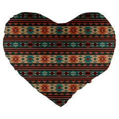 Southwest Design Turquoise And Terracotta Large 19  Premium Heart Shape Cushions