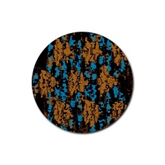 Blue Brown Texture			rubber Coaster (round) by LalyLauraFLM
