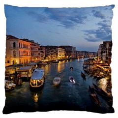 Venice Canal Large Flano Cushion Cases (one Side)  by trendistuff