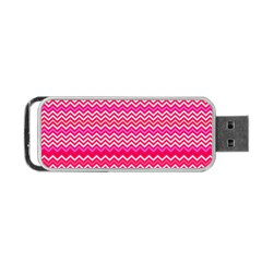 Valentine Pink And Red Wavy Chevron Zigzag Pattern Portable Usb Flash (one Side) by PaperandFrill