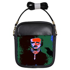 Edgar Allan Poe Pop Art  Girls Sling Bags by icarusismartdesigns
