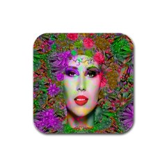 Flowers In Your Hair Rubber Square Coaster (4 Pack)  by icarusismartdesigns