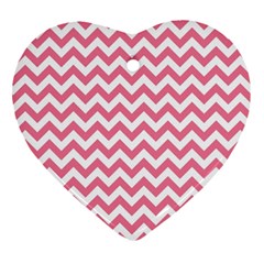 Pink And White Zigzag Heart Ornament (2 Sides) by Zandiepants