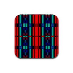Stripes And Rectangles  			rubber Square Coaster (4 Pack by LalyLauraFLM
