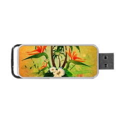 Tropical Design With Flowers And Palm Trees Portable Usb Flash (two Sides) by FantasyWorld7