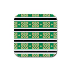 Green Rhombus And Stripes           			rubber Square Coaster (4 Pack by LalyLauraFLM