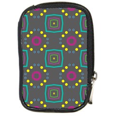 Squares And Circles Pattern 			compact Camera Leather Case