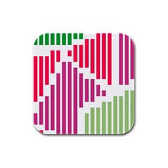 Vertical Stripes    			rubber Square Coaster (4 Pack by LalyLauraFLM