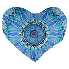 Sapphire Ice Flame, Light Bright Crystal Wheel Large 19  Premium Heart Shape Cushions by DianeClancy