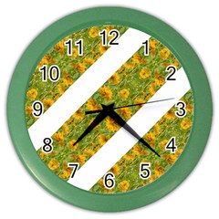 Indian Floral Pattern Stripes Color Wall Clocks by dflcprints