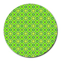 Vibrant Abstract Tropical Lime Foliage Lattice Round Mousepads by DianeClancy