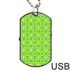 Vibrant Abstract Tropical Lime Foliage Lattice Dog Tag Usb Flash (one Side) by DianeClancy