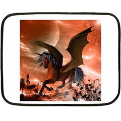 Wonderful Dark Unicorn In The Night Double Sided Fleece Blanket (mini)  by FantasyWorld7