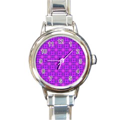 Abstract Dancing Diamonds Purple Violet Round Italian Charm Watch by DianeClancy