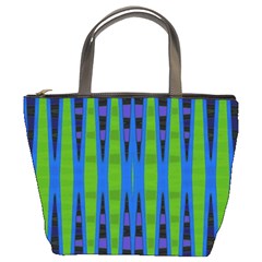 Blue Green Geometric Bucket Bags by BrightVibesDesign