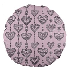 Sketches Ornamental Hearts Pattern Large 18  Premium Round Cushions by TastefulDesigns
