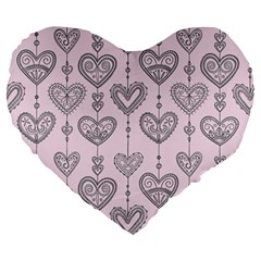 Sketches Ornamental Hearts Pattern Large 19  Premium Heart Shape Cushions by TastefulDesigns