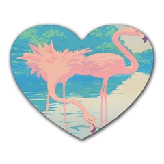 Two Pink Flamingos Pop Art Heart Mousepads by WaltCurleeArt