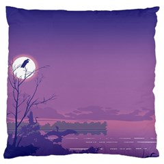 Abstract Tropical Birds Purple Sunset  Large Cushion Case (one Side) by WaltCurleeArt
