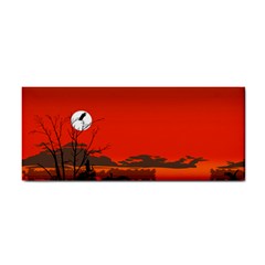 Tropical Birds Orange Sunset Landscape Hand Towel by WaltCurleeArt
