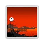 Tropical Birds Orange Sunset Landscape Memory Card Reader (Square) 