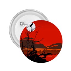 Tropical Birds Orange Sunset Landscape 2 25  Buttons by WaltCurleeArt