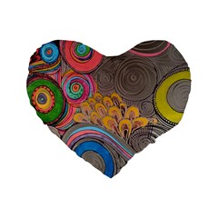 Rainbow Passion Standard 16  Premium Flano Heart Shape Cushions by SugaPlumsEmporium
