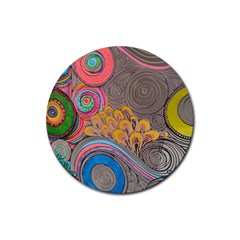 Rainbow Passion Rubber Coaster (round)  by SugaPlumsEmporium