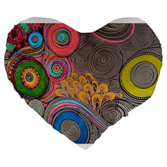 Rainbow Passion Large 19  Premium Flano Heart Shape Cushions by SugaPlumsEmporium