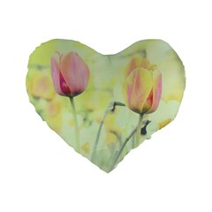 Softness Of Spring Standard 16  Premium Flano Heart Shape Cushions by TastefulDesigns
