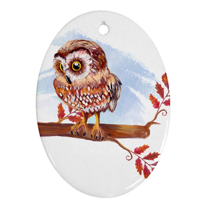Owl Oval Ornament (Two Sides)
