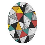 Colorful Geometric Triangles Pattern  Ornament (Oval)  Front