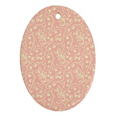 Girly Pink Leaves And Swirls Ornamental Background Ornament (oval) 
