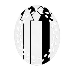 Funny Black And White Stripes Diamonds Arrows Oval Filigree Ornament (2-side)  by yoursparklingshop