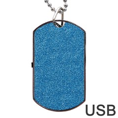 Festive Blue Glitter Texture Dog Tag Usb Flash (one Side) by yoursparklingshop
