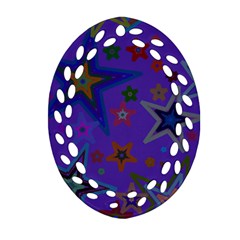Purple Christmas Party Stars Ornament (oval Filigree)  by yoursparklingshop