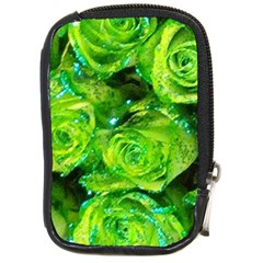 Festive Green Glitter Roses Valentine Love  Compact Camera Cases by yoursparklingshop