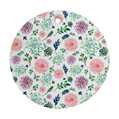 Hand Painted Spring Flourishes Flowers Pattern Ornament (round) 