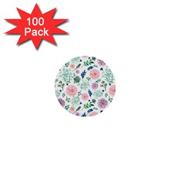 Hand Painted Spring Flourishes Flowers Pattern 1  Mini Buttons (100 Pack) 