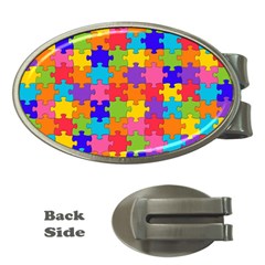 Funny Colorful Jigsaw Puzzle Money Clips (oval)  by yoursparklingshop