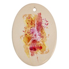 Paris With Watercolor Ornament (oval)  by TastefulDesigns