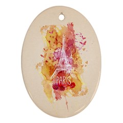 Paris With Watercolor Oval Ornament (two Sides) by TastefulDesigns