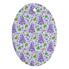 Liliac Flowers And Leaves Pattern Oval Ornament (two Sides) by TastefulDesigns
