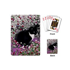 Freckles In Flowers Ii, Black White Tux Cat Playing Cards (mini)  by DianeClancy
