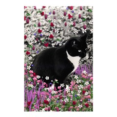 Freckles In Flowers Ii, Black White Tux Cat Shower Curtain 48  X 72  (small)  by DianeClancy
