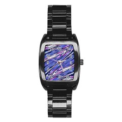 Abstract Collage Print Stainless Steel Barrel Watch