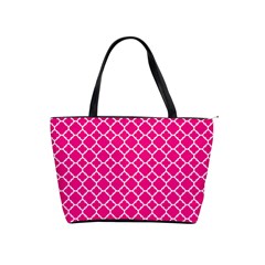 Hot Pink Quatrefoil Pattern Classic Shoulder Handbag by Zandiepants