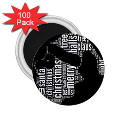 Funny Santa Black And White Typography 2 25  Magnets (100 Pack)  by yoursparklingshop