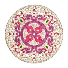 Hindu Flower Ornament Background Round Filigree Ornament (2side) by TastefulDesigns