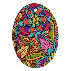 Festive Colorful Ornamental Background Oval Ornament (two Sides) by TastefulDesigns